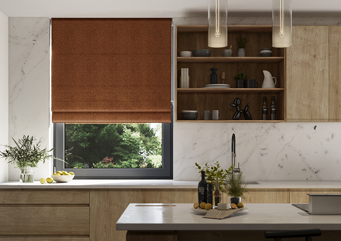 Wexley, Burnt Orange - Twist&Fit Roman Blind - Image 3